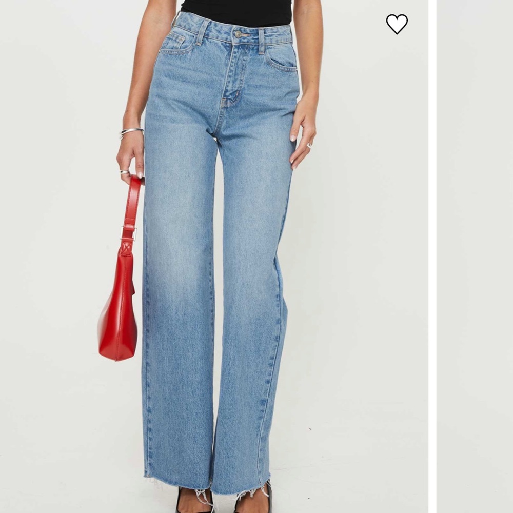 Princess Polly Henesey High Rise Straight Leg Jeans Mid Blue Wash